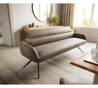 Banc-de-salle-à-manger Taya-Flex 200 cm microfibre taupe vintage pied croisé angulaire grafiete ressort ensaché