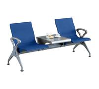 Banc de salle d'attente 2 places avec table centrale, siège de réception en cuir PU avec accoudoirs pour bureau, aéroport, banque, hôpital