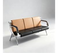 Banc de Salle d'Attente 3 Places, Chaises de Réception avec Accoudoirs | Sièges d'Attente en Cuir PU, Mobilier de Zone d'Attente Solide et Robuste pour Bureau et Clinique(Apricot+Black)