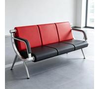 Banc de Salle d'Attente 3 Places, Chaises de Réception avec Accoudoirs | Sièges d'Attente en Cuir PU, Mobilier de Zone d'Attente Solide et Robuste pour Bureau et Clinique(Red+Black)