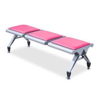 Banc de salle d'attente 3 places, sans dossier, mobilier de bureau en cuir pour clinique, aéroport, hôpital, salon de coiffure, banque, siège de réception rose élégant