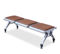 Banc de salle d'attente 3 places - Sièges de réception en cuir pour bureau, clinique, aéroport, hôpital, barbier, salon, banque - sans dossier, meubles marron élégant