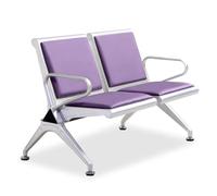 Banc de Salle d'Attente à 2 Places, Chaises de Réception avec Accoudoirs | Sièges d'Attente en Cuir PU, Mobilier de Zone d'Attente Robuste et Solide pour Bureau et Clinique(Purple)