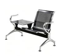 Banc de Salle D'attente avec Table Basse, Banc Acier Salle D'attente | Siège Individuel d'aéroport et de Réception avec Dossier Incurvé Ergonomique, Acier Laminé à Froid(Black)