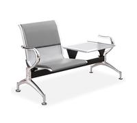 Banc de salle d'attente avec table et accoudoirs, chaise de bureau avec coussin en cuir pour environnement professionnel
