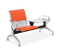 Banc de salle d'attente avec table et accoudoirs, chaise de bureau avec coussin en cuir pour environnement professionnel