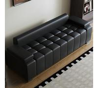 Banc de Salle D'attente, Banquette D'accueil en Similicuir, Canapé Moderne pour Bureau, Fauteuil D'accueil Rembourré avec Dossier et Accoudoirs, pour Cliniques, Aéroports, Hôpitaux(Black,140cm/55in)