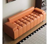 Banc de Salle D'attente, Banquette D'accueil en Similicuir, Canapé Moderne pour Bureau, Fauteuil D'accueil Rembourré avec Dossier et Accoudoirs, pour Cliniques, Aéroports, Hôpitaux(Orange,100cm/39in)
