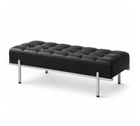 Banc de Salle D'attente, Banquette de Réception en Similicuir Matelassé | Cadre en Acier Inoxydable, Banc D'entrée Rembourré en Similicuir pour Salon, Salon de Coiffure(Black,180cm/71in)