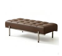 Banc de Salle D'attente, Banquette de Réception en Similicuir Matelassé | Cadre en Acier Inoxydable, Banc D'entrée Rembourré en Similicuir pour Salon, Salon de Coiffure(Brown,70cm/28in)