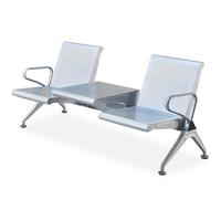 Banc de salle d'attente - Chaise 2 places en cuir PU avec accoudoirs et table pour bureau, réception, hall, aéroport, banque, hôpital, salon de coiffure