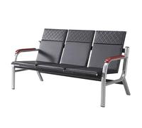 Banc de salle d'attente - Chaise confortable en polyuréthane 3 places avec accoudoirs en bois pour aéroports, cliniques, hôpitaux et banques