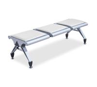 Banc de salle d'attente rembourré avec tapis de sol antidérapant, 3 places sans dossier, pour bureau, hall d'entrée et espaces publics