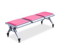 Banc de salle d'attente rembourré avec tapis de sol antidérapant, 3 places sans dossier, pour bureau, hall d'entrée et espaces publics