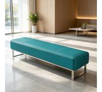 Banc de Salle d'Attente Siège de Réception en Cuir pour Bureau Salon | Banc d'Accueil Rembourré Moderne Meuble de Réception Commercial pour Clinique Bureau Hall Entrée(Lake blue,150cm/59in)