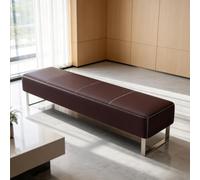Banc de Salle d'Attente Siège de Réception en Cuir pour Bureau Salon | Banc d'Accueil Rembourré Moderne Meuble de Réception Commercial pour Clinique Bureau Hall Entrée(Brown,150cm/59in)
