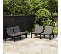 vidaXL 2x Bancs de Salon de Jardin avec Coussins Bancs de Patio Meubles de Terrasse Bancs d'Extérieur Meubles de Jardin Plastique Gris Gris