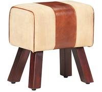 Banc de Salon - VIDAXL - Vintage - Cuir Véritable - Bois de Manguier - 38 cm Marron