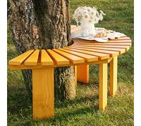 Banc de sapin de Noël en bois semi-circulaire pour jardin, parc, cour, porche et pelouse, décoration polyvalente pour les vacances et toute l'année