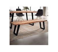 Banc de table 180x40x45,5 cm en acacia naturel et métal noir