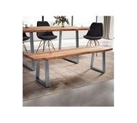 Banc de table pieds U 160x40x45,5 cm en acacia naturel et métal chromé