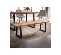 Banc de table pieds U 180x40x45,5 cm en acacia naturel et métal noir
