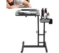 Banc de tatouage, réglable en hauteur, design mobile, double surface de travail, gris noir