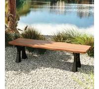Banc de terrasse, banc de jardin en bois pour porche, parc, arrière-cour | Banc de terrasse en bois avec cadre en métal, dos incurvé, plusieurs tailles pour l'extérieur de la cour avant (pas de dos
