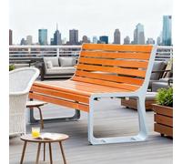 Banc de terrasse en Bois avec Cadre en Aluminium coulé, Banc de Jardin avec Dossier, siège d'amour en métal pour Parc, Cour du Porche