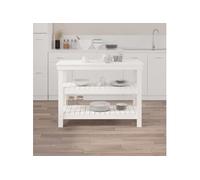 vidaXL Banc de travail 110,5x50x80 cm bois de pin massif blanc