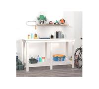Banc de travail Blanc 140x50x80 cm Bois de pin massif