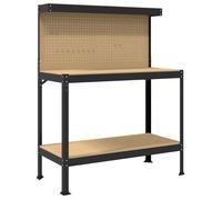 Banc de travail en bois d'ingénierie - vidaXL - Noir - 114x54x145 cm - Surface de travail robuste