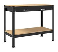 Banc de travail en bois d'ingénierie - vidaXL - Noir - 114x54x91 cm - Surface de travail robuste
