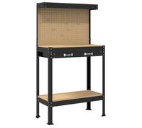 Banc de travail en bois d'ingénierie - vidaXL - Noir - 81x40x145 cm - Surface de travail robuste