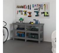 vidaXL Banc de travail Gris 142,5x50x80 cm Bois de pin massif