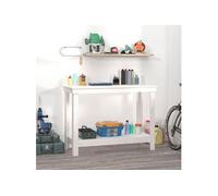 Banc de Travail Table de Travail Poste de Travail Banc d'Outils Banc de Rangement Atelier Garage Blanc 110x50x80 cm 822502