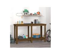 Banc de Travail Table de Travail Poste de Travail Banc d'Outils Banc de Rangement Atelier Garage Marron Miel 822509