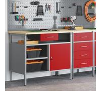 Banc De Travail Vidaxl Avec Porte Verrouillable Rouge 100x55x85 Cm Acier