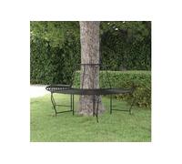 Vidaxl Banc Demi-Circulaire Tour D'arbre Ø159 Cm Noir Acier Noir