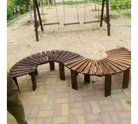 Banc demi-rond d'extérieur en bois massif incurvé pour jardin, terrasse, parc ou pelouse - Mobilier d'arbre semi-circulaire naturel