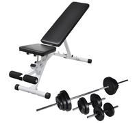 Banc d'Entraînement avec Jeu d'Haltères et de Disques de Poids 30,5 kg vidaXL