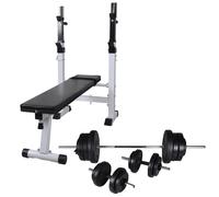 Trainingsbank met gewichtenrek en halterset 60,5 kg275361