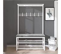 Banc d'entrée 3 en 1 en velours avec porte-manteau et support à chaussures, assemblage facile, fourrure peu encombrante pour manteaux et chaussures, parfait pour un usage domestique