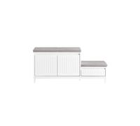 SoBuy Banc d'Entrée avec 2 Coussins, 2 Portes et Tiroir - Blanc - 100x35x42cm - FSR172-W