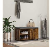 vidaXL Banc d'entrée Uni avec coussin - Chêne noir, 100×38×46 cm, rangement sous le banc