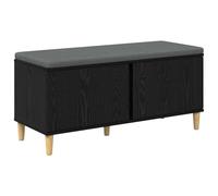 Banc d'Entrée avec Coussin Chêne Noir 100 x 38 x 46 cm | Étagère de rangement, housse amovible, coussin -glisse, pieds coniques en bois, entrée et couloir