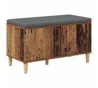 Banc d'entrée avec Coussin en Bois d'Ingénierie 80 x 38 x 46 cm | Bois d'ingénierie robuste, coussin amovible lavable, étagère rangement pratique, pieds coniques stables, style moderne