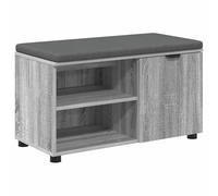Banc d'entrée avec Coussin et Étagères, Bois d'Ingénierie, Gris Sonoma, 80 | Pieds réglables, coussin pleine longueur, rangement intégré, design minimaliste, entretien facile