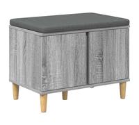 Banc d'entrée avec coussin Gris Sonoma 60 x 38 x 46 cm | Étagère de rangement intégrée,structure en bois d'ingénierie,housse amovible,design -glisse,pieds coniques