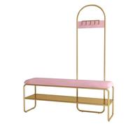 Banc d'entrée avec rangement à chaussures et porte-manteau, 5 crochets, parfait pour la chambre à coucher et le salon, design moderne, meuble peu encombrant.